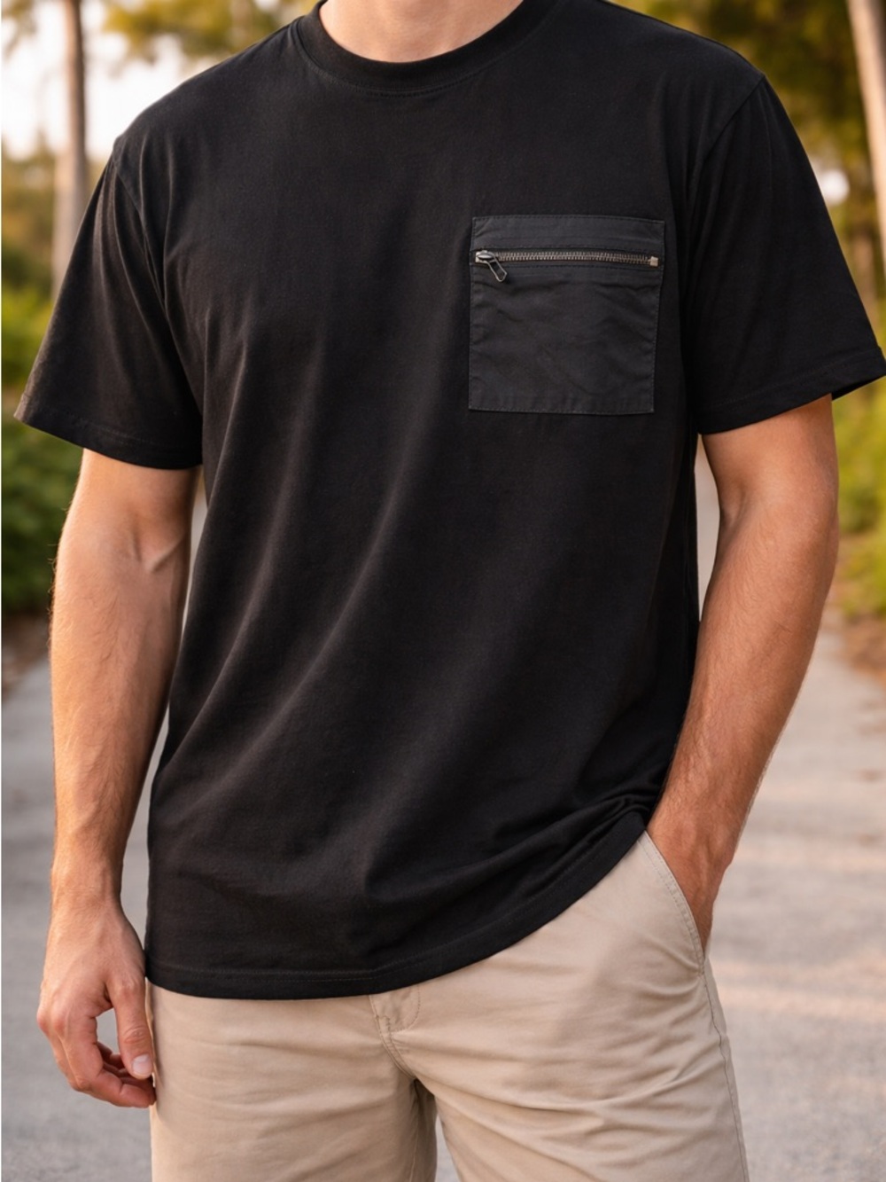 TR Tailored Recreation Men’s M Black Utility Pocket T-Shirt Premium Streetwear